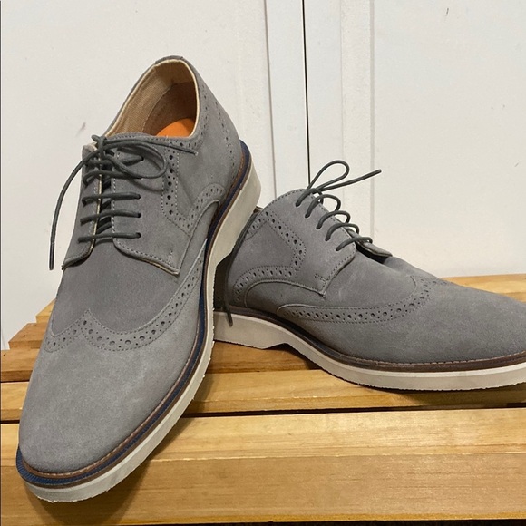 Thomas & Vine Chadwick Wingtip Derby Gray Suede Leather Tie Shoe Size 10 - Picture 1 of 8